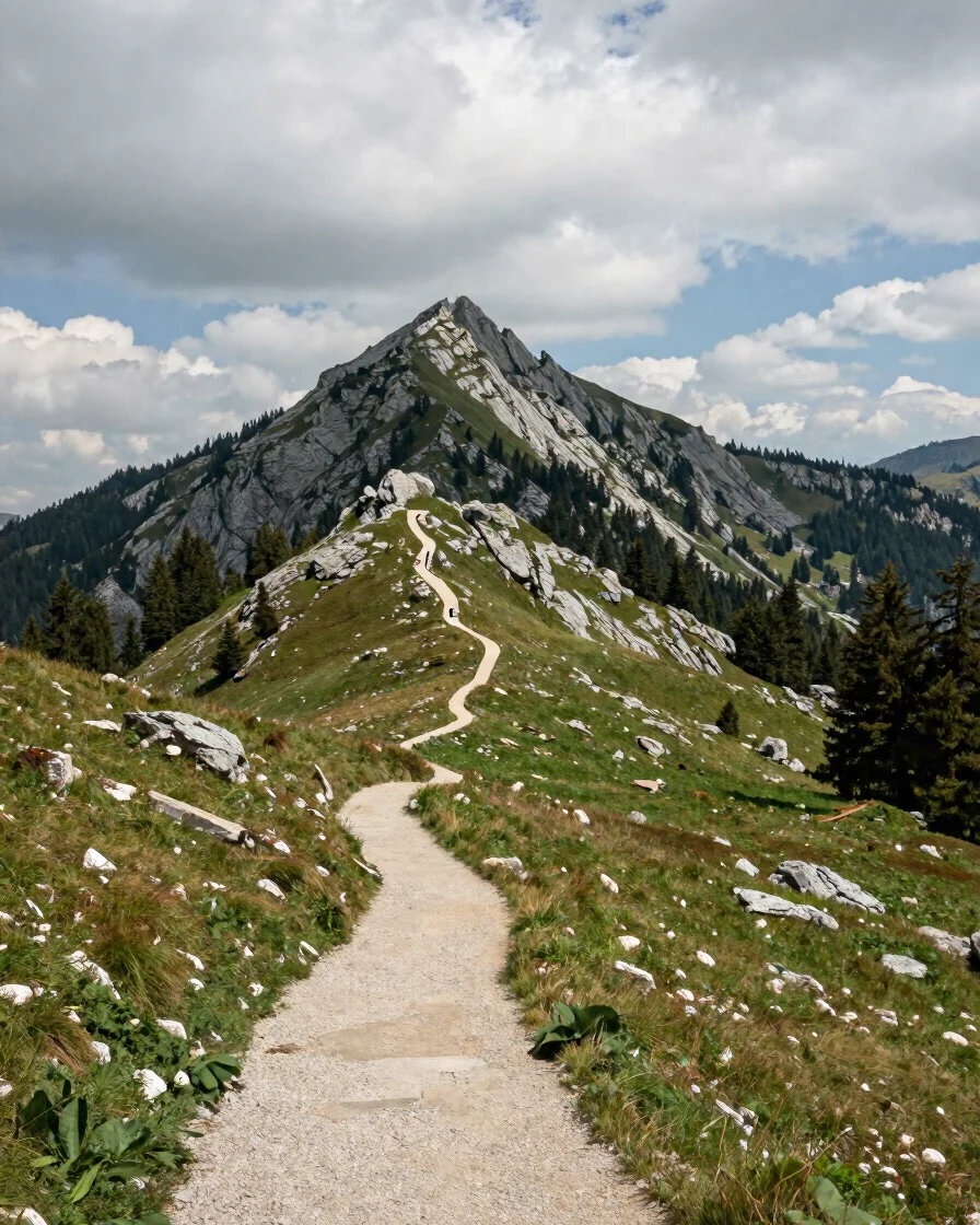 Wide editorial landscape of the Belledonne massif in soft alpine
